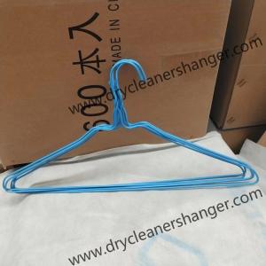 China Disposable 16 Inch Plastic Coated Wire Hanger Blue Color Customized Diameter supplier