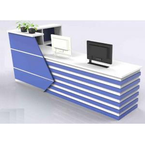 Wood With Lines Design Front Reception Desk / Office Reception Counter Dust Proof