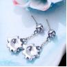 925 Sterling Silver Engraved Designs Flower Pendant Dangle Earrings(XH057340W)