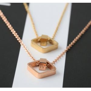 Square Pendant Necklace , Fashion Jewelry Double Ring Pendant, 18K Gold Necklace with China