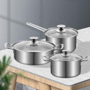 O Cookware de aço inoxidável do Cookware de 3 PCes ajusta o cozinheiro Pot Set Of que da indução o potenciômetro de aço inoxidável se ajusta com tampa