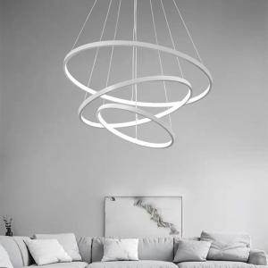 China Metal Acrylic Aluminum Modern Pendant Light LED Ring Chandeliers Simple supplier