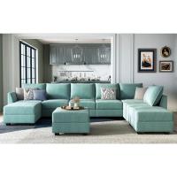 China Top grade large manual assembly green ottoman cheap sofa set home furniture velvet U shaped Sectional couch home sofa on sale