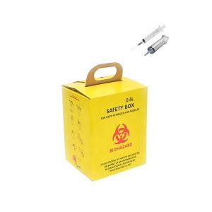 ​0.5L Customized logo Hospital Discarded needles corrugated paper yellow medical safety box  sharp boxes