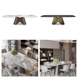 China Modèle sud-américain Moderne Rectangle simple Personnalité Table de base en métal Table à manger en marbre supplier