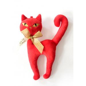 Red Color Soft Plush Toys Cat Shape 100% Polyester Filling Material