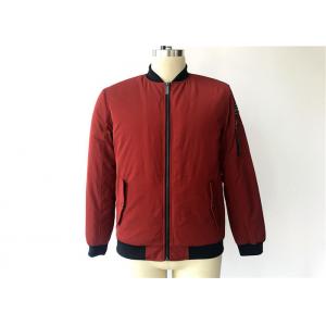 Mens PU Leather Coat Polyester Bomber Jacket With Zip Pocket / Emboriedary Patch TWS8055