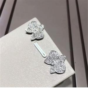 China C orchid Earrings 18K white gold, each with 27 diamonds.Carving delicate petals with precious materials supplier