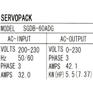 3 Phase Yaskawa Industrial Servo Drives SGDB-60ADG 5500W Duct Ventilation Type