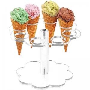 Acrylic Ice Cream Cone Holder Stand Support Paper Cup Cake Rack 8-Hole Capacity