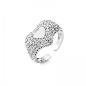 China Heart Shape 925 Sterling Silver Rings Micro Pave CZ Cubic Zirconia Engagement Rings supplier