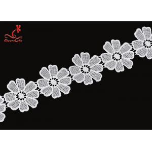 China Cheerslife New Arrival 5.3Cm Chemical Guipure Flower Water Soluble Embroidery Milk Yarn White Lace Trim Ribbon supplier
