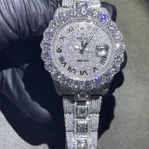 Round Brilliant Cut Moissanite Rolex Watches Bling Quartz Iced Out Men'S Watch