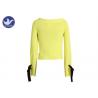 Lapel Boat Neck Womens Knit Pullover Sweater Lace Up Slit Cuff Viscose Nylon Top