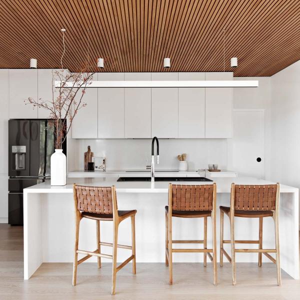 Gabinete de cocina de melamina blanca modular a prueba de humedad con fregadero y grifo