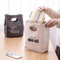 China Custom Print Portable Cooler Foldable Canvas Lunch Bag on sale