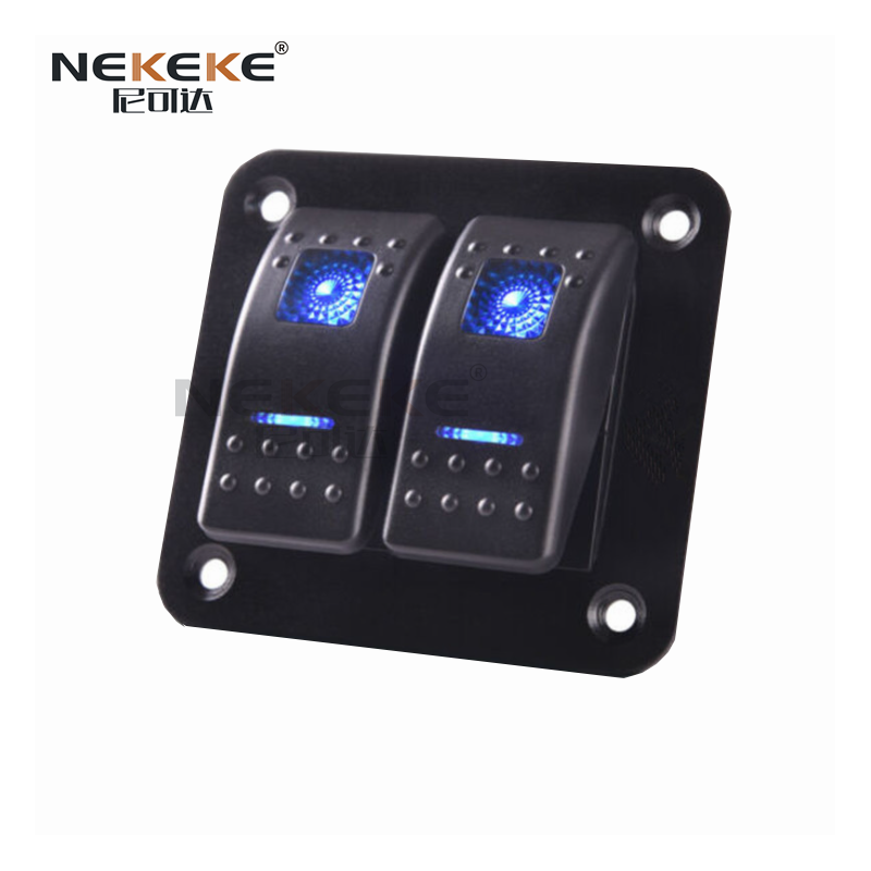 China Panel de interruptores basculantes de 2 grupos de grado marino, encendido/apagado, retroiluminación LED, IP68, panel de interruptores de 5 pines supplier