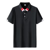 China Leisure Embroidery Slim Fit Black T Shirt Mens Lapel POLO Shirts For Muscular Guys on sale