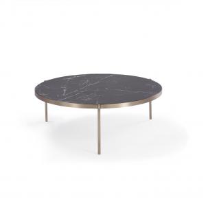 China Powder Coated Iron Frame Coffee Table Industrial Style Round Metal Side Table supplier