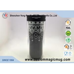 Double Wall Eco Friendly Travel Mugs , Plastic Coffee Cups With Lids 350ml 12oz