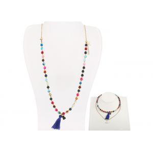 China Polished Gemstone Beaded Necklaces Unisex Natural Gemstone Jewelry With Tassel supplier