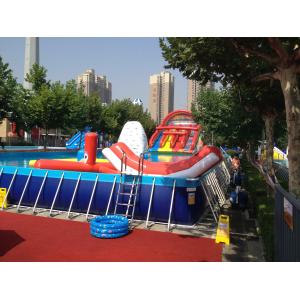Commercial Metal Frame Pool Red Water Slide Pool With Floating Toys
