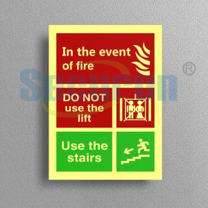 Self Luminous Glow Photoluminescent Fire Signs Action For Not Use The Lift