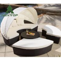 China Durable Outdoor Wicker Furniture Sunbed Unique Round Sofa With Canopy on sale