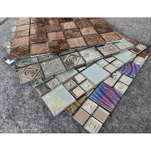 China 17kg/Ctn 300X300mm Metal Glass Mosaic Tile Interior Wall Decoration AAA Electroplating supplier