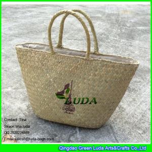 LUDA wholesale natural purse and handbags logo printed seagrass straw handbags