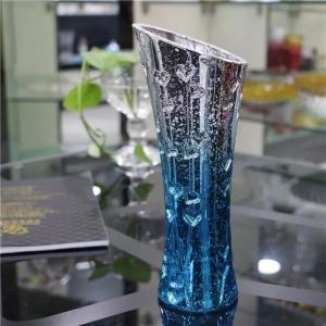 China Shinning Decorative Glass Vases Blue Flower Hypotenuse sticker Available supplier
