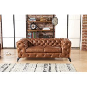 Light Luxury Europe Leather Chesterfield Sofa / Two Seater Leather Couch