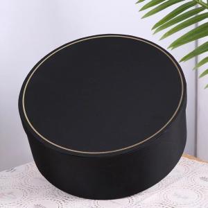 Luxury Black Silk Round Tube Paper Packaging Rigid Cardboard With Hat 20cm Diameter