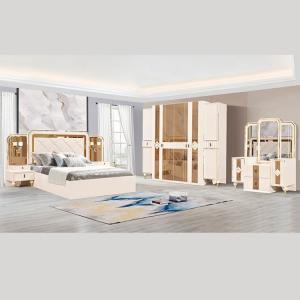 MDF Board Glass Villa Bedroom Sets Furniture With Large Backrest