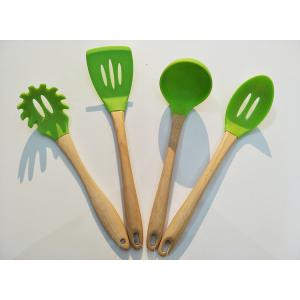 hot sale silicone kitchen Utensils cooking tools with wood bamboo handle Nonstick Cookware
