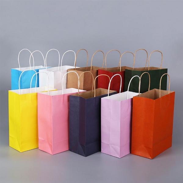 Fashion Recycled Kraft Custom Brown Paper Bags With Logo Shopping Support