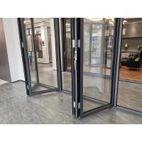 China Double Tempered Glass Black Aluminum Bifold Doors , Sliding Folding System Doors on sale