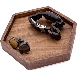 China Round Wooden Jewelry Display Tray 13.5x12.2x1.9cm For Ring Necklace supplier