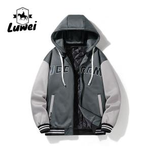 Fashion Hip Hop Streetwear Outdoor Embroidery Utility Motorcycle College Hooded Baseball Men Jacket with Custom Logo