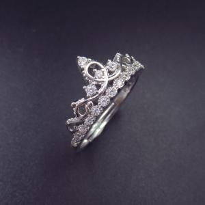 China Luxury Princess Crown Ring / 925 Sterling Silver Engagement Rings supplier