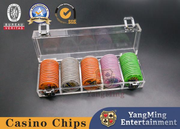 100 Pcs Of 45mm Casino Poker Chip Tray With Lock Acrylic Transparent Poker Table