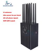 China 12 Antennas 60w Mobile Phone Gps Jammer 2G 3G 4G 5G Wifi VHF Lojack on sale