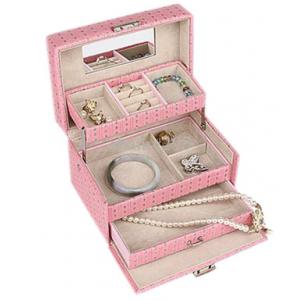 Multi Layer Pink Vanity Case Built - In Mirror For Convenient Make Up