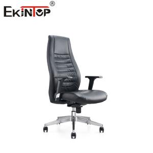 3D Armrests Black Leather Office Chair With Metal Legs Adjustable Height