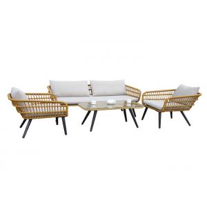 Leisure Patio Dining Table And Woven Rattan Chair Set Outdoor Furniture For Garden Hotel Villa Bal