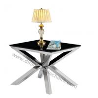 China Stainless Stylish Corner Table , Square Black Painted Dining Table Brushed Legs on sale