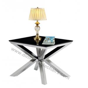 Stainless Stylish Corner Table , Square Black Painted Dining Table Brushed Legs