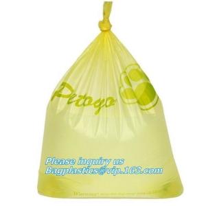 Compostable Doggie Poop Bag, Tie Top Handle Cornstarch Earth Friendly Waste Bag Holder Dispenser with LED Flashlight Eco