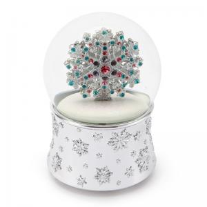 11.5CM Jewel Snowflake Resin Rotating Snow Globe With Music