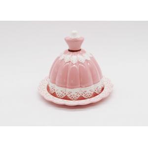 China Ceramic Butter Dish with Lid Beautiful Pink Ballet Dress Design Dolomite Handmade Butter Plates supplier